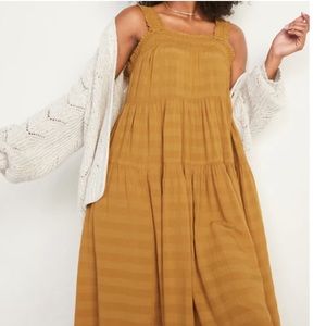 NWT Old Navy Smocked Tonal-Stripe Midi Swing Dress. Sz Small